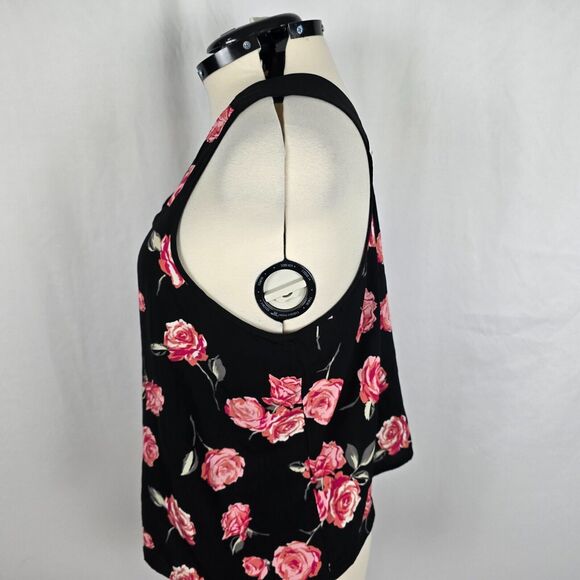 Xhiliration Swing Tank Women's XXL Black Pink Floral Scoop Neck Sleevelese NWT - Picture 13 of 16